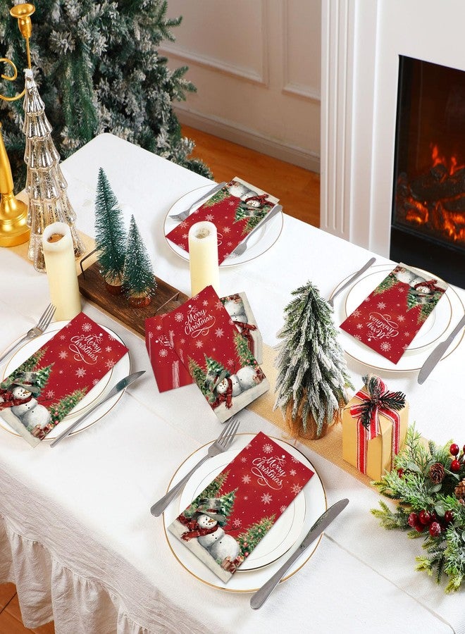 Janlaugh 100 Pcs Christmas Snowman Napkins Paper Merry Christmas Guest Napkins Disposable Xmas Paper Hand Towels for Guest Bathroom Dinner Decorative Kitchen Dining Table Party Supplies(Red) - Image 5